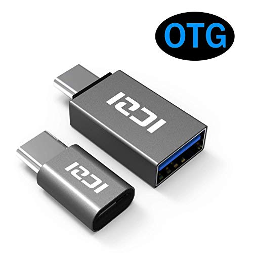 Galaxy S9 USB C Adapter, ICZI Micro USB C Adapter, USB C 3.0 Adapter supported OTG for Macbook Pro 2017, Samsung Note 8, Huawei P20 and more(2 Pack - Space Gray)
