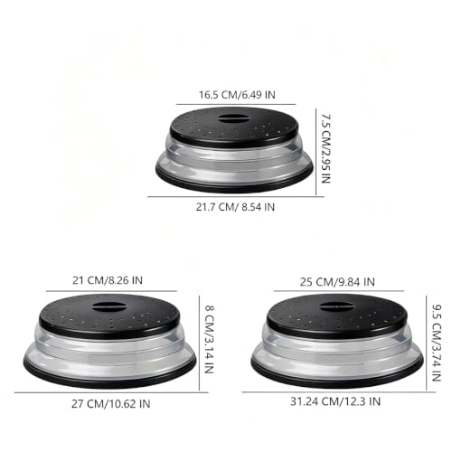 Image of Collapsible Microwave Splatter Cover(black, Set of 3)