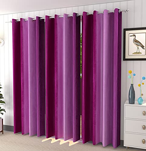 Image of HOME UTSAV 3 Piece Plain Shade Curtains for Window 5 Feet, Purple (Purple, 5 Feet (3Pc))