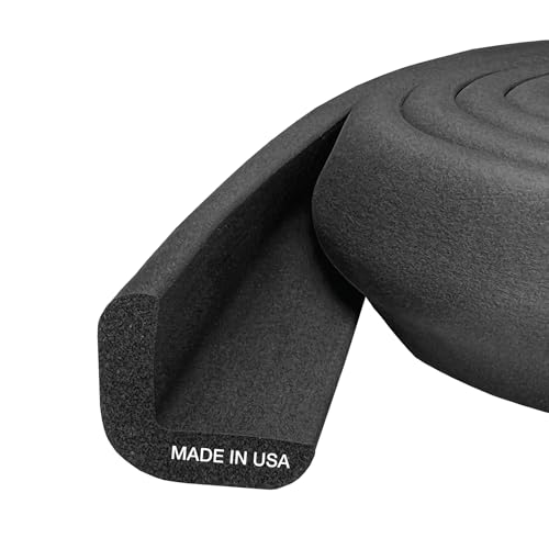 Kidkusion Baby Proof Edge Guards for Safety | Made in the USA | 32 Feet | Black | Edge Protectors for Furniture, Tables, Fireplaces | Heavy Duty Tape Included