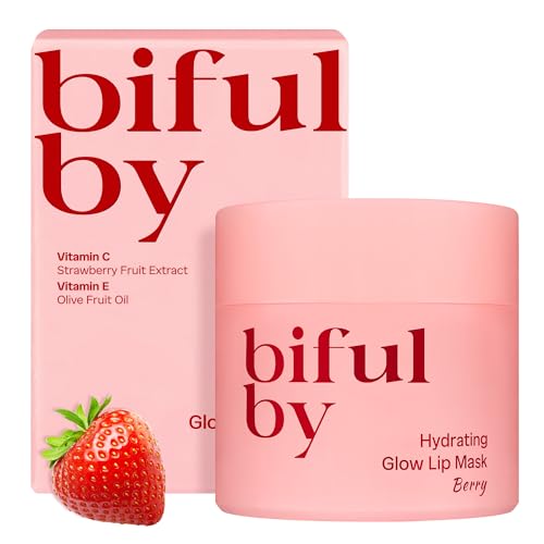 Korean Mini Lip Balm Hydrating Glow Lip Mask (Berry) 10g, 12hrs Long-lasting Overnight Moisture Butter for Women