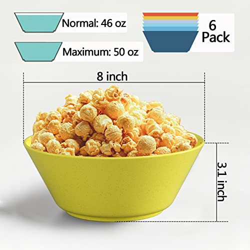 Homestockplus 50 Oz Large Cereal Bowls, Unbreakable Salad Bowl Set Of 6, Sturdy And Stackable Serving Bowls, Microwave Dishwasher Safe Colour Bowls Set For Oatmeal, Soup, Ramen, Salad,Snack #TOP1