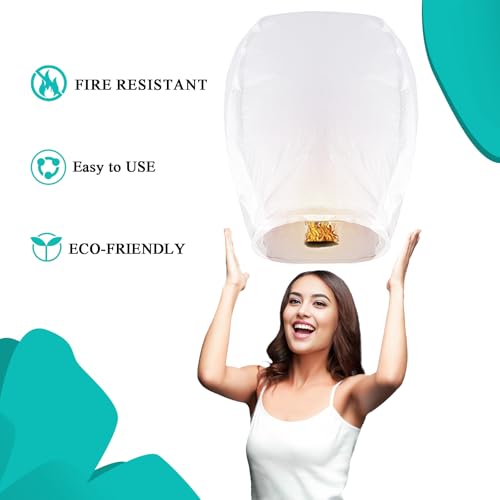 Savgkoyt 10 Pcs Chinese White Paper Lanterns To Release In Wishing Memorial Paper Lanterns To Blessing In Heaven thumb #2