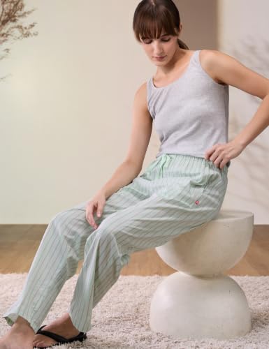 Image of Enamor Mid Rise Full Length Adjustable Drawstring Hangout Pant for Women - Relaxed Fit, Combed Cotton - E4A5