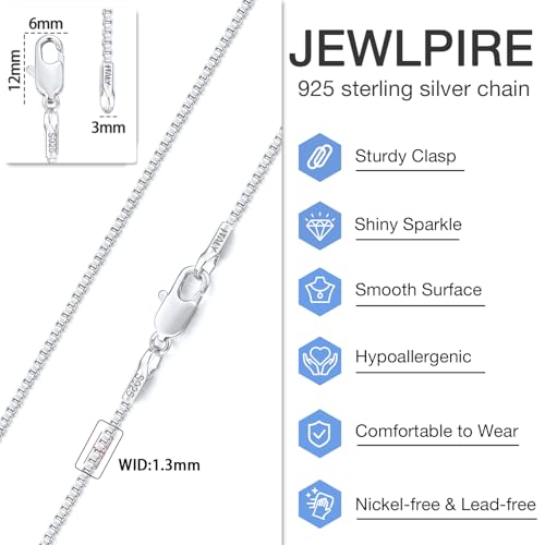 Jewlpire Italian 14K Gold Over 925 Sterling Silver Chain Necklace for Women, 1.1mm 1.3mm Box Chain Sturdy & Shiny Women's Chain Necklaces 14 16 18 20 22 24 26 Inch4