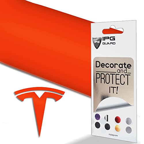 Image of IPG Compatible with Model Y Decal Sticker (8 Logo Set) Overlay Stickers Do it Yourself Stickers Set Personalize Your Tesla (Orange)