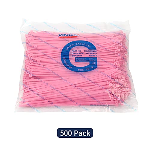 XINGO Pink Cable Ties Pack of 500, 200mm x 3.6mm, Premium Nylon Durable Zip Ties - Image 2
