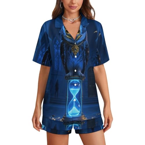 Supdreamc Women 2 Piece Pajamas Button Down Suit Loungewear