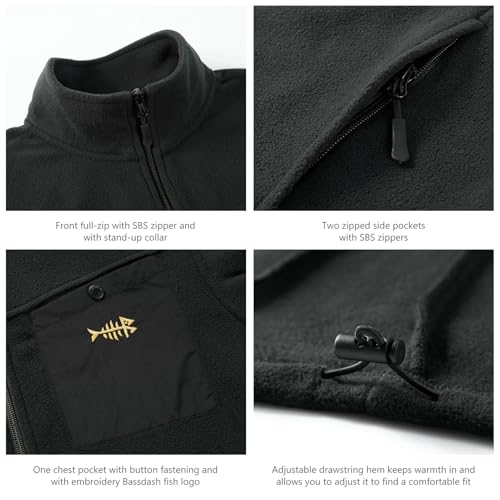 BASSDASH AllDay Men’s Full Zip Fleece Jacket Soft Sweatshirt Breathable Mid-Weight Polar Fleece Winter Coat with Pockets4
