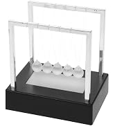 Newtons Cradle Balance Balls 5 Large Beads Fun Science Physics Balance Balls with Black Wooden Ba...