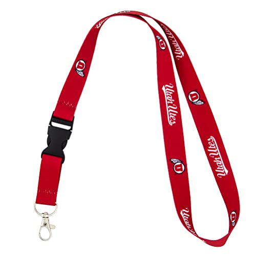 Desert Cactus University of Utah Lanyard U of Utes Car Keys ID Badge Holder Lanyard Keychain Detachable Breakaway Snap Buckle (Red)