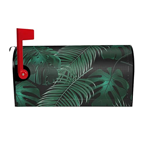 ESNAIUVCD Couverture de boîte aux lettres magnétique d'été imperméable pour l'extérieur et le jardin Motif feuille de bananier Vert 25,5 x 53,3 cm 53,3 x 45,7 cm
