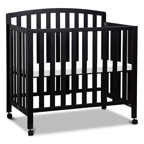DaVinci Dylan 3-in-1 Convertible Portable Mini Crib, Ebony | GREENGUARD Gold Certified - Folding Baby Crib With Wheels, 4 Adjustable Mattress Heights, Conversion Kit Sold Separately - image 6