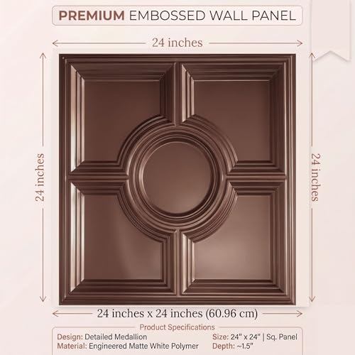 Image of Kayra Decor PVC Ceiling Panel 60x60 cm|Regal Medallion Design|Red Copper|50 Tiles Cover 200 Sq Ft| Modern False Ceiling|Royal & Elegant Finish