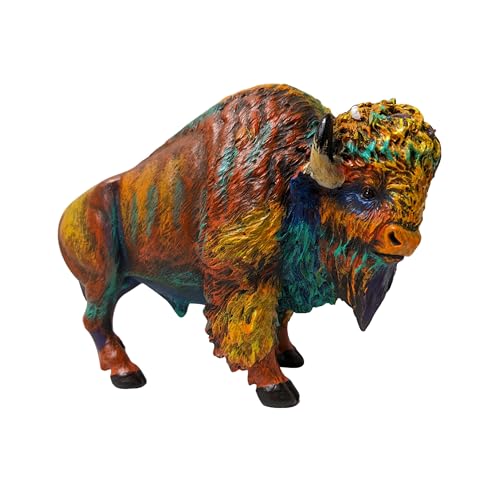 Figura Bisonte Colorido de Resina Majestuoso