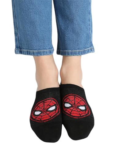 Image of BALENZIA SocksXpress Marvel The Amazing Spider-Man Sneaker socks for Men (Pack of 2 Pairs)(Free Size) Red,Blue| Made with Cotton & Nylon