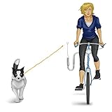 Relaxdays Fahrradleine mit Federpuffer, Abstandhalter, für Hunde, verstellbar, H x B x T: 47 x 21,5 x 5 cm, silber-gelb