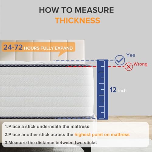 Txo MH10-10F Full Size Mattress, 10 Inch Medium Firm Hybrid Mattress With Antistatic Breathable Euro Top Cover, Motion Isolation, Pressure Relief, Full Mattress In A Box thumb #4