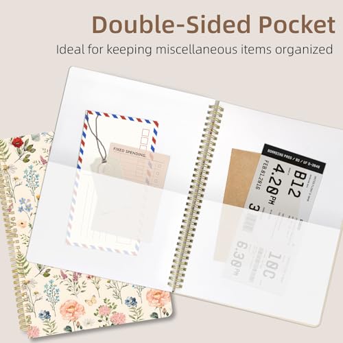 Image of Cute Spiral Notebook 8.5 x 11 lined Journal A4 with Pocket, Plant | 70 page, Note Book with Pocket, Large, Big, Hard Cover, Aesthetic, Pretty Design, for Women, Girls, Kawaii