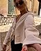 Chvity Women's Coquette Clothes,Swim Suit Coverup for Women Long Sleeve Linen Shirts V Neck Trendy Cruise Outfits 2025 Babydoll Top Casual Bow Tie Front Hawaiian Beach Vacation Cover Ups Khaki