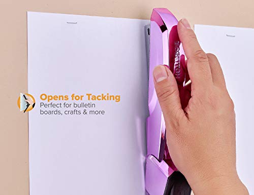 Bostitch Office Ascend 3 In 1 Stapler, Integrated Remover, 420 Staples Included, 20 Sheet Capacity, Lightweight, Full Strip, Metallic Purple #TOP4