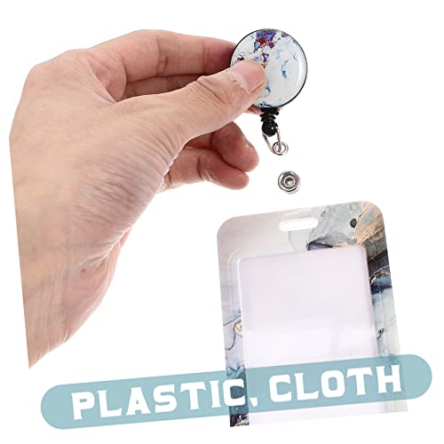 Porte-cartes éblouissant au design marbré élégant avec cordon rétractable