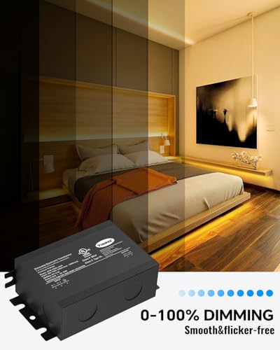 Image of LED Driver 24V 150W DimmableTriac ELV /MLV LED Transformer Compatible with Lutron&Leviton Switches,for LED Strip Lights,Kitchen, Cabinet,UL&FCC-Listed