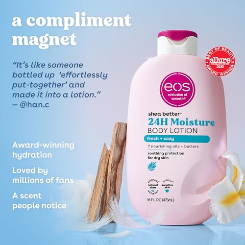 Image of eos Shea Better Body Lotion, Fresh & Cozy, 24-Hour Moisture Skin Care, Lightweight & Non-Greasy, Natural Shea, Vegan, 16 fl oz