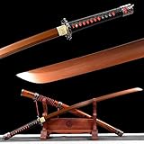 LQHS Sword SEKIRO: Shadows Die Twice Wolf Cosplay Replica Sword Mortal Blade Japanese Game Katana High Manganese Steel (Red)