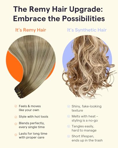 Image of Full Shine Ombre Clip in Hair Extensions Human Hair, 3 Pcs 60g 12 Inch | Short Clip in Extensions, Walnut Brown to Light Brown Mix Light Blonde, Straight Remy Hair Extensions, for Fine Hair
