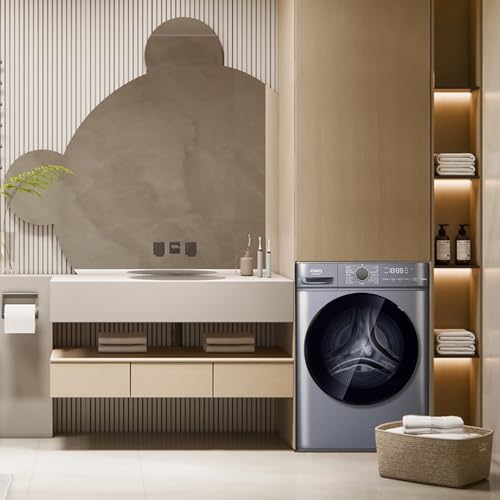 CHiQ Waschmaschine 7kg, InverterMotor, EEK A| 60x46,5x84cm, Große Tür| Eco, Speed Wash, Auto Clean, Kindersicherung|1200 U/Min, Washer Grau, CW07123863AX
