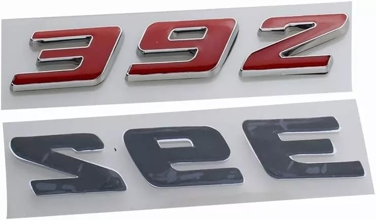 Image of Pair Set 392 Front Right Door Side Badge Nameplates Emblem Self-Adhesive Decals Sticker (Silver Red)