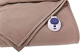 SoftHeat by Perfect Fit | Luxury Fleece Electric Heated Blanket with Safe & Warm Low-Voltage Technology (Twin, Beige)