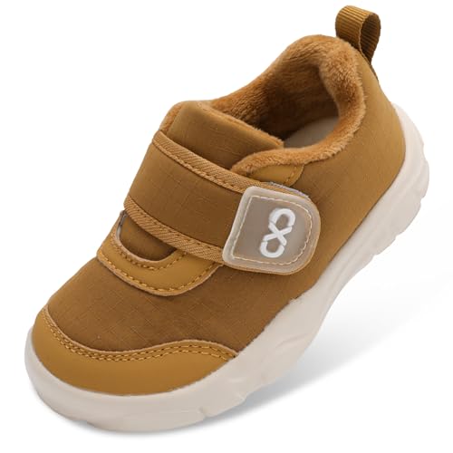 XIHALOOK Toddler Boots Winter Warm Shoes with Fur Lined Boys Girls Walking Barefoot Water-Resistant Outdoor Boots