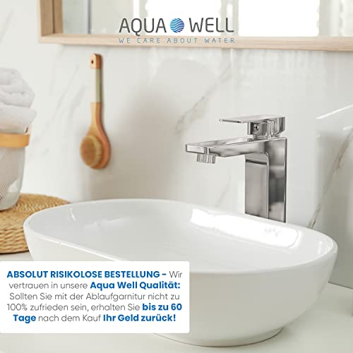 AQUA WELL WE CARE ABOUT WATER Badarmatur Aqua Well – Einhebelmischer im modernen Look – Badarmatur – Chrom – inklusive Montageset
