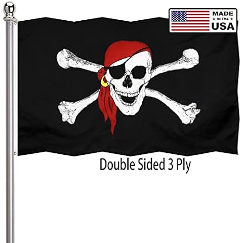 Pirate Jolly Roger Bandana Flag 3x5 Outdoor Double Sided 3 Ply-Vivid Color Clear Pattern Reinforcement Sewing Durable Polyester with 2 Brass Grommets Cover