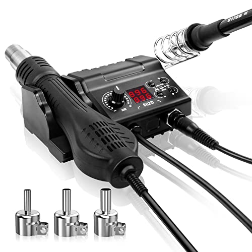 PICOPETY 750W Soldering Iron Station , 2 IN 1 LED Digital Soldering Station Hot Air Rework Station ï¼† Soldering Iron Soldering Kit for 212Â°F- 896Â°Felectronic repair with 3 pcs of Nozzles