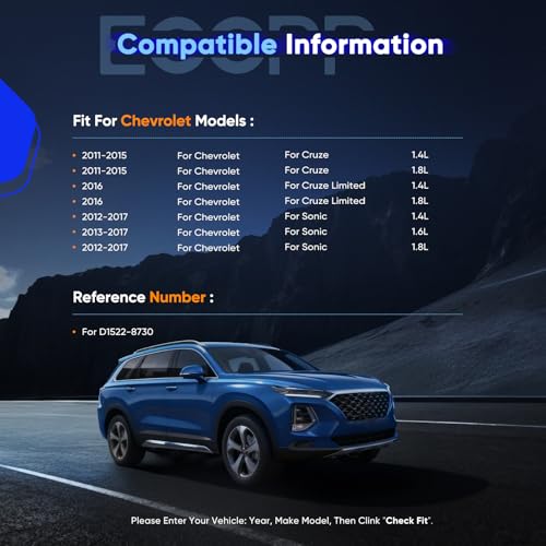 Image of Front Brake Pads,ECCPP 4pcs Pads Kits For Chevrolet For Cruze 2011-2015 | Ceramic Brake Pads Kits For Chevrolet For Sonic 2012 2013 2014 2015 2016 2017,ATD1522C,D1522-8730;w /Hardware