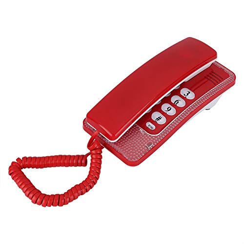 Teléfono fijo con cable para muro sin identificador rojo miniatura 1
