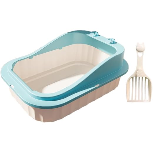 THE STYLE SUTRA Cat Litter Tray for Indoor Cats Cat Bedpan Portable Open Top Cat Litter Tray Blue