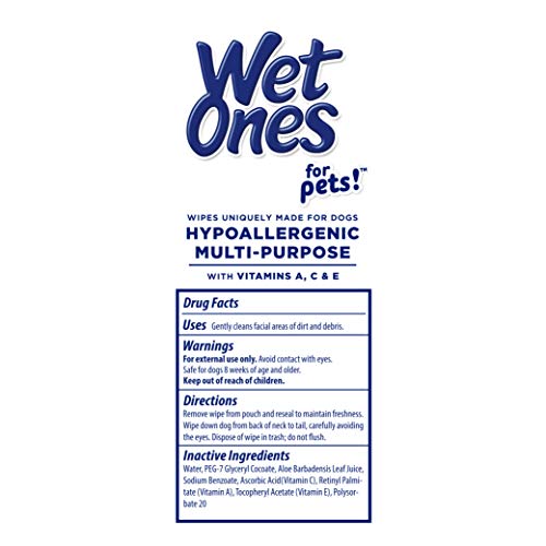 Image of Wet Ones Multi Purpose Pets Wipes, 300 Count, Fragrance Free, Dog Wipes with Vitamins A C and E, Wet Lock Seal