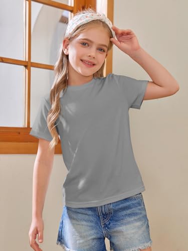 Image of Girls Short Sleeve T Shirts Kids Summer Tops Crewneck Tees 5-14 Years