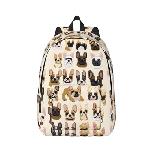 Mochila de lona con texto en inglés 'I Love French Bulldog' para hombres y mujeres, mochila de trabajo para computadora (12.2 x 6.3 x 17.7 pulgadas), Como se muestra en la imagen, Talla única