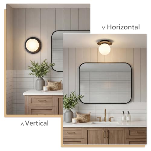 Image of Mid-Century Wall Sconces Ceiling Light Fixture,Black 2 Pack | Modern Globe Sconces Indoor Hardwired Wall Lights for Hallway Office Porch Bedroom Living Room Stairway