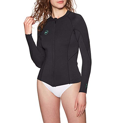 ONeill para Mujer Reactor II, 1.5 mm, Cremallera Delantera, Traje de Neopreno, Chaqueta de Abrigo, Negro, fácil de Estirar y Transpirable