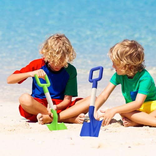 Sand Shovels for Children with Wooden Handle - Set of 3 40 cm for Beach Snow and Garden, Rot, Blau - Image 4