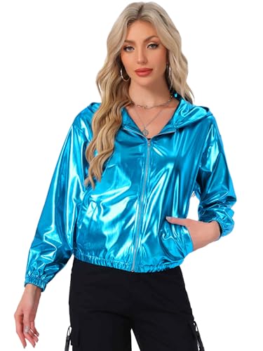 Veste à capuche femme pour briller en soirée blouson métallique contre le look terne