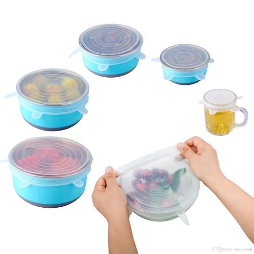 Kit 6 Tampas para Panelas Potes Vasilhas de Silicone Universal Reutilizável Elástica