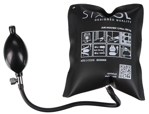 SIXTOL AIR MOVER 1 Aufblasbarer Positionierkeil | Tragkraft bis 135 kg | Luftkeil für Auto, Möbel, Fensterinstallation | Einfaches Heben und Positionieren | Robust und leicht zu bedienen, Schwarz