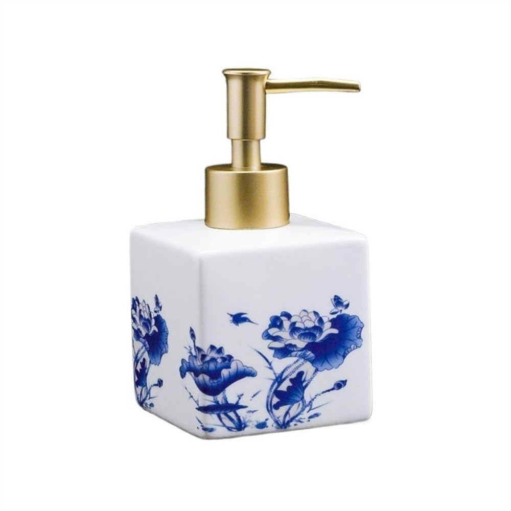 Kw3ns8bp5r Blue Home High Color Value Press Bottle Shampoo Body Wash Dispenser Type Empty Hotel Ceramic Lotion Shower Dispensers(,Small)